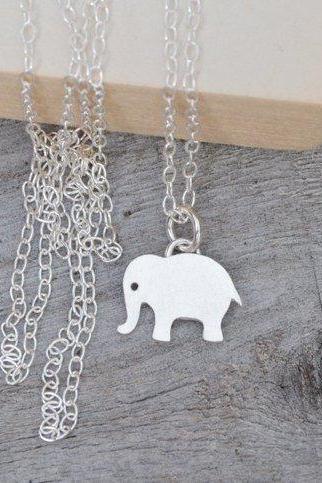 Elephant Necklace, Cute Animal Necklace In Sterling Silver