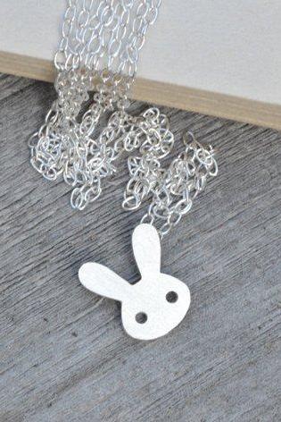 Bunny Rabbit Necklace In Sterling Silver, Handmade In England
