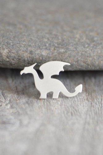 Dragon Pin/ Lapel Pin/ Tie Tack In Sterling Silver, Handmade In England