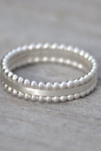 Stacking Ring Set Of 3 In Sterling Silver, Everyday Jewelry Handmade In England, Made To Order Rings