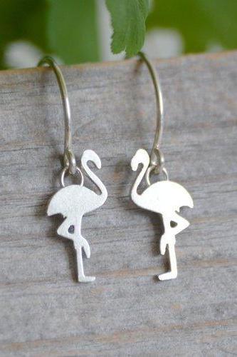 Flamingo Earrings In Sterling Silver, Handmade In The UK