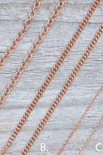 Solid 9ct Rose Gold Chain, Curb Chain, Belcher Chain, And Trace Chain, 16', 18', And 20', Made In England