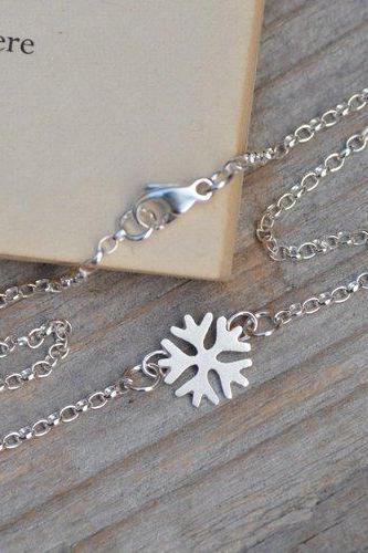 SnowFlake Bracelet, Snowflake Anklet In Solid Sterling Silver Handmade In England