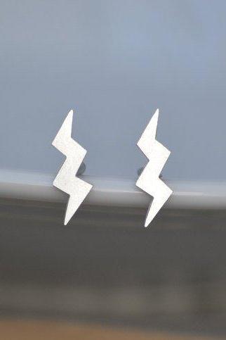 Sterling Silver Lightning Ear Studs From The Weather Forecast Collection, Handmade In England