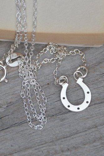 Horseshoe Necklace In Sterling Silver, Lucky Gift Handmade In The Uk