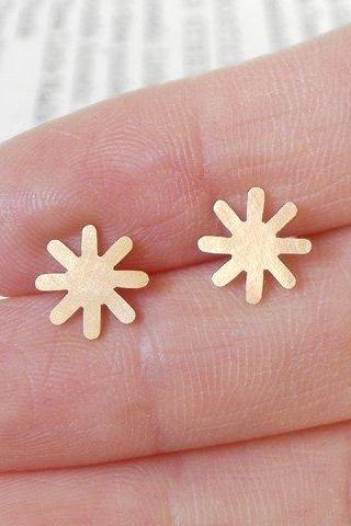 Star Earring Studs In 9ct Yellow Gold, Weather Forecast Jewelry Handmade In UK
