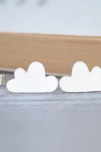 Fluffy Cloud Earring Studs In Sterling Silver, Weather Forecast Earring Studs Handmade In The UK