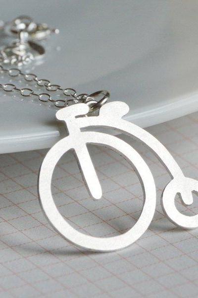 Penny Farthing Necklace In Sterling Silver, English Style Necklace Handmade In The UK