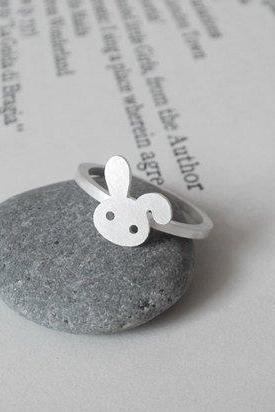 Bunny Rabbit Ring In Sterling Silver With Floppy Ear, Handmade In The Uk