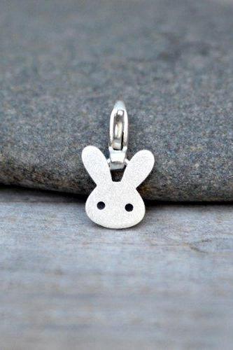 Bunny Rabbit Charm For Bracelet In Sterling Silver, Straight Ear Rabbit Charm, Handmade In The UK