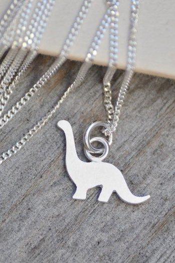 Dinosaur Necklace, Brontosaurus Necklace In Sterling Silver, Handmade In The Uk