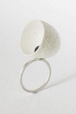 New Born, Cocoon, Pearl And Sterling Silver Ring, Size 7