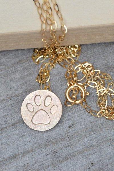 Pawprint Necklace In Solid 9ct Yellow Gold And 9ct Rose Gold
