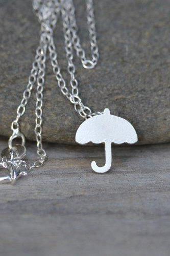 Umbrella Necklace In Sterling Silver, Weather Forecast Necklace, Rainy Day Necklace, British Weather Necklace Handmade In England