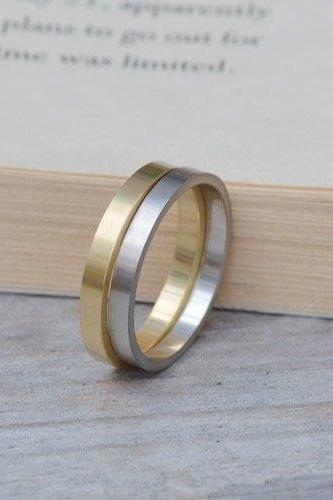 Flat Wedding Band In Sterling Silver, Yellow Gold, White Gold, Platinum, And Palladium, Simple Stacking Ring 2mm, Handmade In England