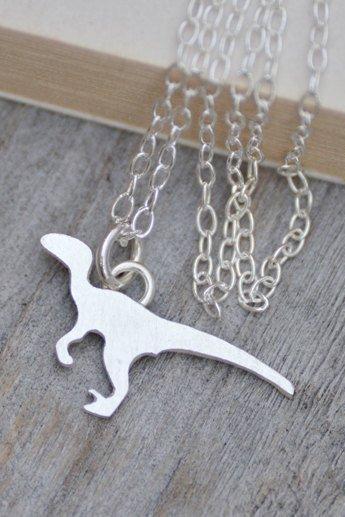 Velociraptor Necklace, Dinosaur Necklace In Sterling Silver, Animal Necklace, Jurassic Necklace