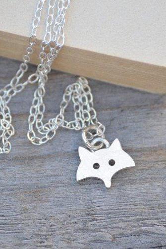 Little Fox Necklace In Sterling Silver, Foxy Necklace Handmade In England