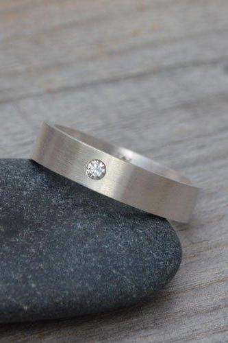 Wedding Band With A Diamond Or London Blue Topaz, Personalized Wedding Band, Made to Order