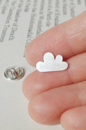 The Lucky Cloud Pin/ Lapel Pin/ Tie Tack From The Weather Forecast Collection In Sterling Silver, Handmade In The UK