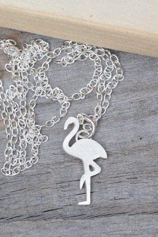 Flamingo Necklace, Animal Necklace Handmade In Sterling Silver