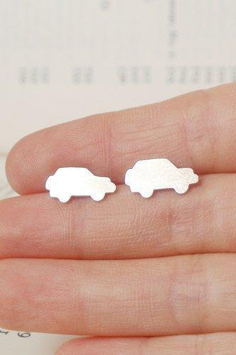 Sterling Silver Mini Car Ear Studs Land Rover, Handmade In England