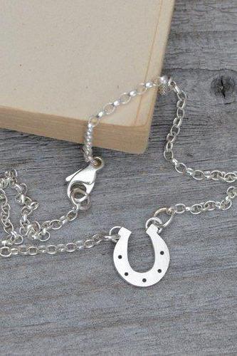 Horseshoe Bracelet Anklet With Personalized Message In Solid Sterling Silver, Lucky Horseshe Bracelet Anklet For Her, Handmade In England