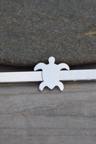 Sea Turtle Tie Clip In Solid Sterling Silver, Wedding Tie Clip, Personalized Tie Clip, Handmade Gift For Man