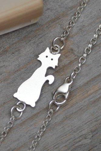 Cat Bracelet Anklet With In Solid Sterling Silver Handmade In England