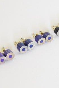 Color Pencil Ear Studs, The Blue And Purple Collection Pencil Jewelry, Handmade In The UK By Huiyi Tan