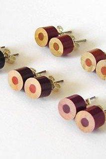 Color Pencil Earring Studs, The Brown Series Pencil Jewelry Handmade In England By Huiyi Tan