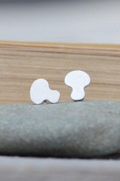 Mushroom Ear Studs In Sterling Silver, Handmade In The UK