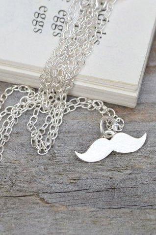 Mustache Necklace In Sterling Silver, Handmade In The Uk