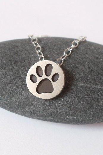 Pawprint Necklace In Oxidized Sterling Silver, Handmade In The Uk