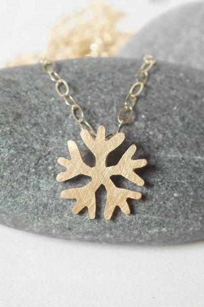 Snowflake Necklace In 9k Yellow Gold, Weather Forecast Necklace Handmade In The UK