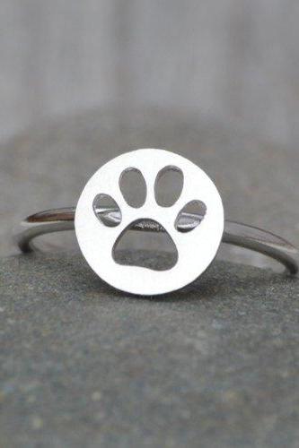 Pawprint Ring In Sterling Silver, Stackable Animal Ring