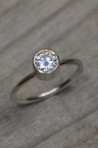 Moissanite Engagement Ring Set In 9ct White Gold, Diamond Alternative Engagement Ring, Made To Order