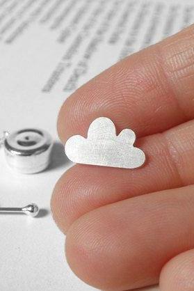 Fluffy Cloud Tie Tack From The Weather Forecast Collection In Sterling Silver, Handmade In England