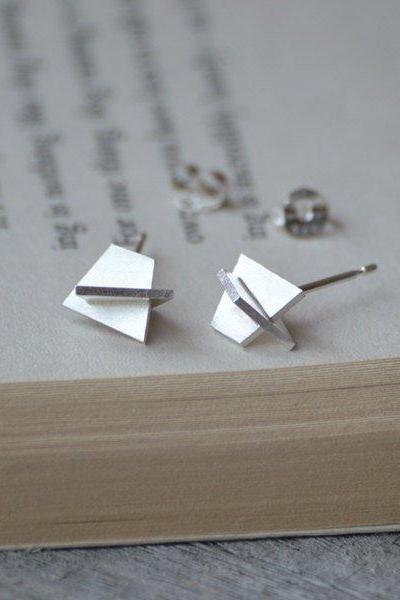 Wearable Sculpture Earring Studs, Abstract Earring Studs Handmade In Sterling Silver