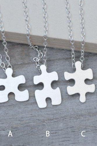 Jigsaw Puzzle Necklace, Friendship Necklace In Sterling Silver, Handmade In England