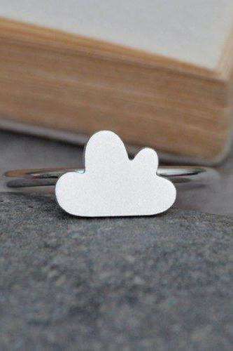 Fluffy Cloud Ring In Sterling Silver, Small Cloud Ring, Weather Forecast Ring, Handmade In England