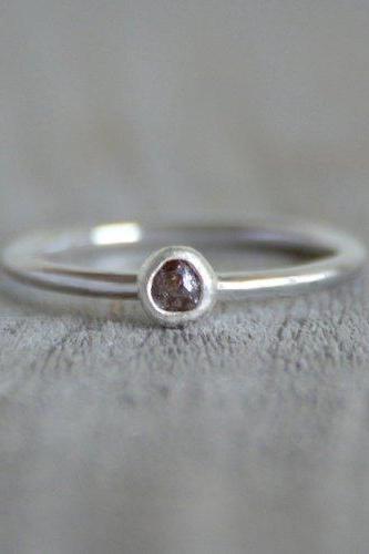 Raw Diamond Engagement Ring, 0.25ct Small Diamond Ring, Handmade In England