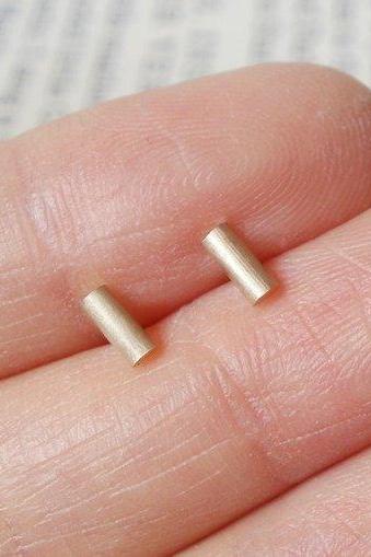 Simple Stick Earring Studs In 9ct Yellow Gold, Small Bar Earring Studs Handmade In England