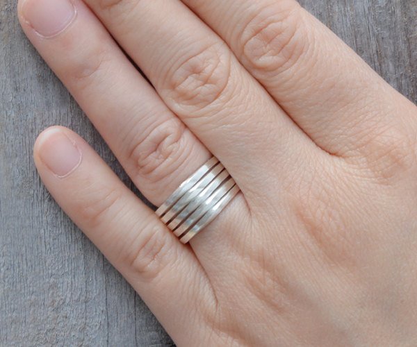 Inside Out Stacking Ring In Sterling Silver, Unique Stacking Ring For