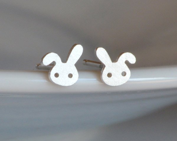Bunny Rabbit Earring Studs With Floppy Ear, The Mini Version Handmade ...