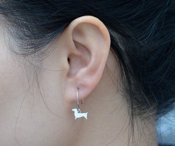 Dachshund Earrings In Sterling Silver, Sausage Dog Earrings, Doggy